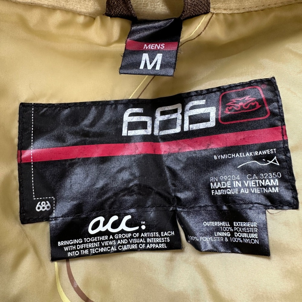 686 ACC Michael Akira West Mens M Snowboard‎ Ski Jacket Brown Heavy The Tiger - Picture 3 of 9